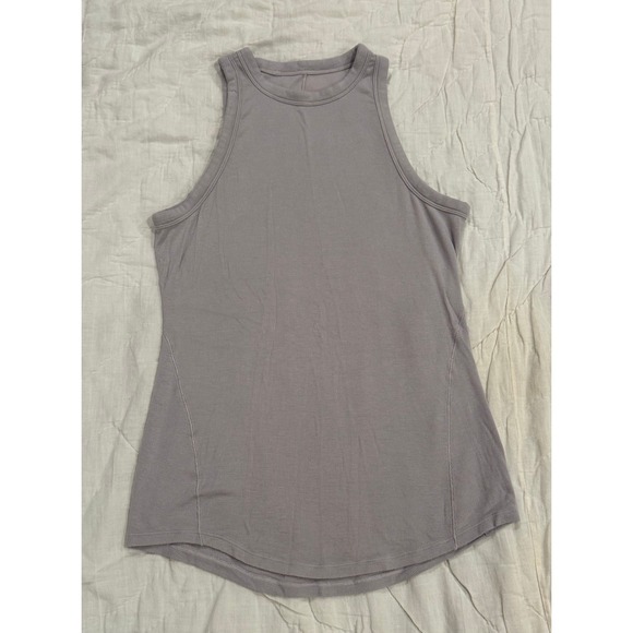 Lululemon Tops - Lululemon Hold Tight Crewneck Tank, Waist Length, High Neck Ribbed Purple Grey